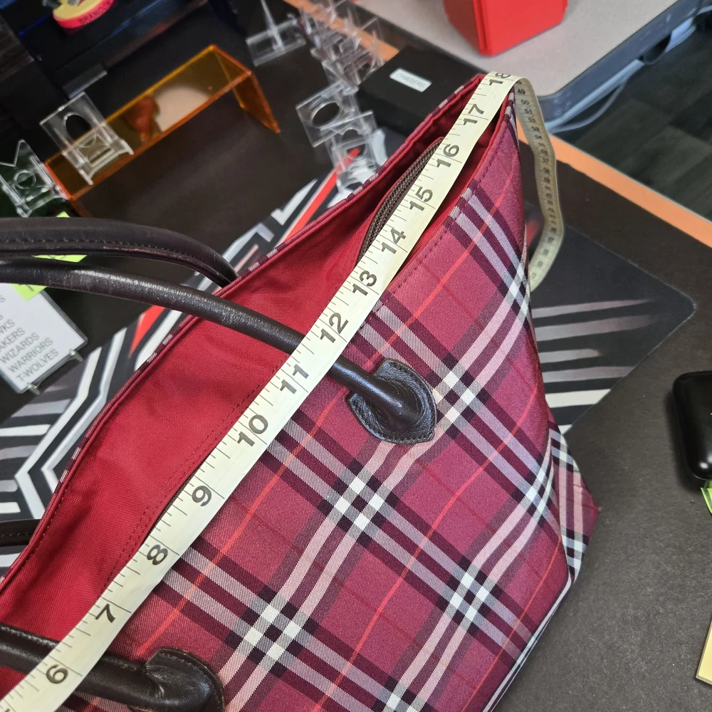 Burberry Red and Brown Tartan Tote - Picture 3 of 6